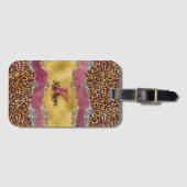 Elegant blush roos dierlijk afdruk glitterijmonogr bagagelabel (Voorkant (horizontaal))