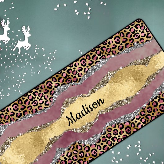 Elegant blush roos dierlijk afdruk glitterijmonogr bureaumat