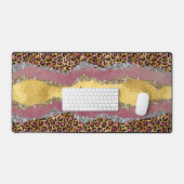 Elegant blush roos dierlijk afdruk glitterijmonogr bureaumat (Keyboard & Muis)