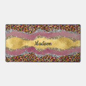 Elegant blush roos dierlijk afdruk glitterijmonogr bureaumat (Voorkant)