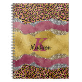 Elegant blush roos dierlijk afdruk glitterijmonogr notitieboek (Voorkant)