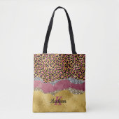 Elegant blush roos dierlijk afdruk glitterijmonogr tote bag (Voorkant)