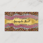 Elegant blush roos dierlijk afdruk glitterijmonogr visitekaartje (Voorkant)