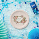 Elegant Blush Roos Floral Bouquet Damask Papieren Bordje (Feest)