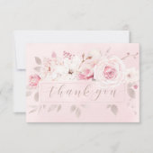 Elegant Blush Roos Floral Wedding Dank u Bedankkaart (Voorkant)