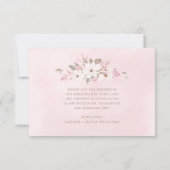 Elegant Blush Roos Floral Wedding Dank u Bedankkaart (Achterkant)
