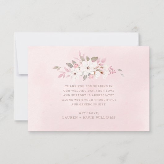 Elegant Blush Roos Floral Wedding Dank u Bedankkaart (Achterkant)