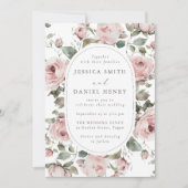 Elegant Blush Roos Floral Wedding Kaart (Voorkant)