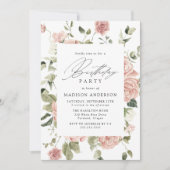 Elegant Blush Roos Garden Birthday Party Kaart (Voorkant)