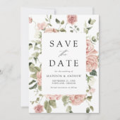 Elegant Blush Roos Garden Wedding Save The Date (Voorkant)