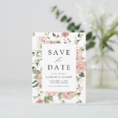 Elegant Blush Roos Garden Wedding Save the Date Aankondigingskaart (Staand voorkant)