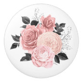 Elegant Blush Roos Gold Floral Flower Rozen Keramische Knop (Voorkant)