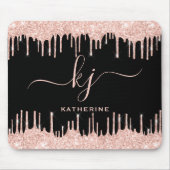 Elegant Blush Roos Gold Glitter Drivers 2 Monogram Muismat (Voorkant)