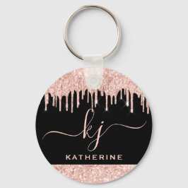 Elegant Blush Roos Gold Glitter Drivers 2 Monogram Sleutelhanger
