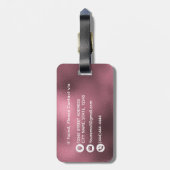 Elegant Blush Roos Gouden Folie Monogram Custom Bagagelabel (Achterkant verticaal)