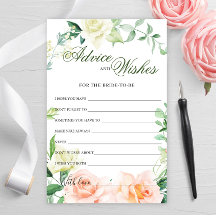 Elegant Blush Roos Greenery Advice and Wishes card