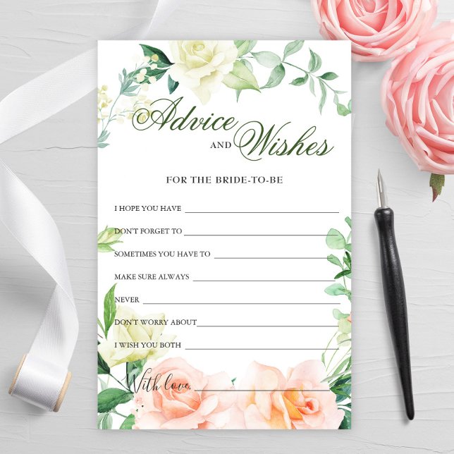 Elegant Blush Roos Greenery Advice and Wishes card (Creator heeft geüpload)
