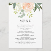 Elegant Blush Roos & Groen Bloemen Bruiloft Menu (Voorkant)