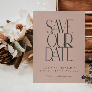 Elegant Blush Roos Mid Century Modern Typografie Save The Date