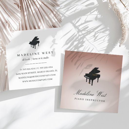 Elegant Blush Roos Piano Instructor Music Teacher Vierkante Visitekaartje