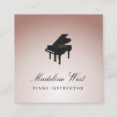 Elegant Blush Roos Piano Instructor Music Teacher Vierkante Visitekaartje (Voorkant)