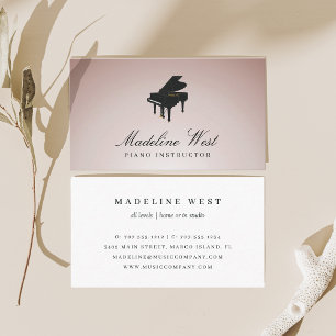 Elegant Blush Roos Piano Instructor Music Teacher Visitekaartje