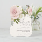 Elegant Blush Roos Succulent Save the Date Photo Kaart (Staand voorkant)