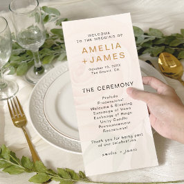 Elegant Blush Roos Trouwceremonie Programma Kaart