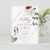 Elegant Blush Roos Verjaardag Zilver Lijst Kaart (Staand voorkant)