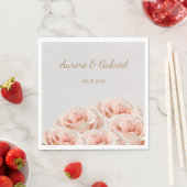 Elegant Blush Rose Boeket Grijs Goud Bruiloft Servet (Insitu)