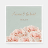 Elegant Blush Rose Bouquet Sage Gold Wedding Servet (Voorkant)