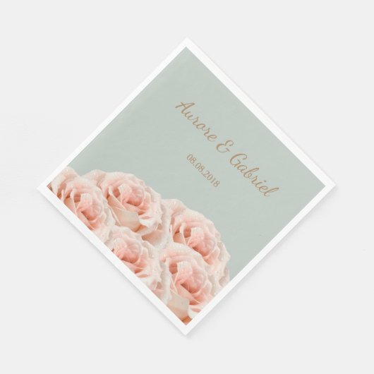 Elegant Blush Rose Bouquet Sage Gold Wedding Servet (Hoek)