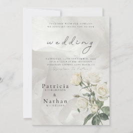 Elegant Blush Rose Floral Frame Wedding Kaart