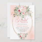 Elegant Blush Rose Gold Bridal Shower Invitation Kaart (Voorkant)