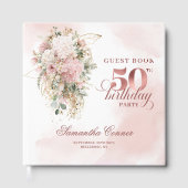 Elegant Blush Rose Gold Greenery 50th Guest Book Gastenboek (Voorkant)