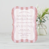 Elegant Blush Rose Gold Stripes Geometric Wedding Kaart (Staand voorkant)