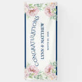 Elegant Blush Roses Floral Wedding Reception Spandoek (Verticaal)