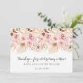Elegant Blush Roses Weddenschap Bedankt (Staand voorkant)