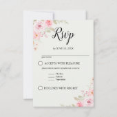 Elegant blush roses wedding celebration RSVP kaartje (Voorkant)