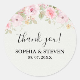 Elegant blush roses wedding ronde sticker
