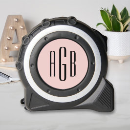 Elegant Blush Roze 3 Letter Monogram Initialen Rolmaat