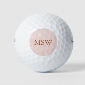 Elegant blush roze aangepaste monogram initiaal golfballen (Voorkant)