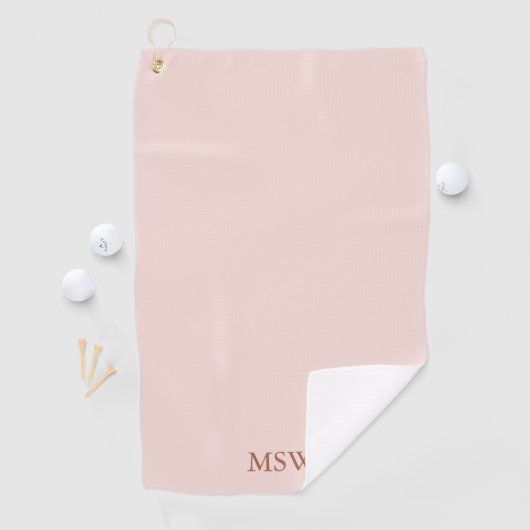 Elegant blush roze aangepaste monogram initiaal golfhanddoek (Insitu)