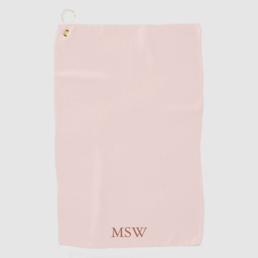 Elegant blush roze aangepaste monogram initiaal golfhanddoek (Voorkant)
