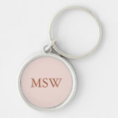 Elegant blush roze aangepaste monogram initiaal sleutelhanger (Voorkant)