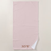 Elegant blush roze aangepaste monogram initiaal strandlaken (Voorkant)