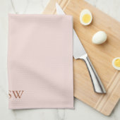 Elegant blush roze aangepaste monogram initiaal theedoek (Quarter Fold)