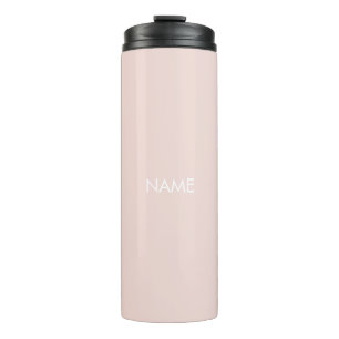 Elegant blush roze aangepaste naam text monogram thermosbeker