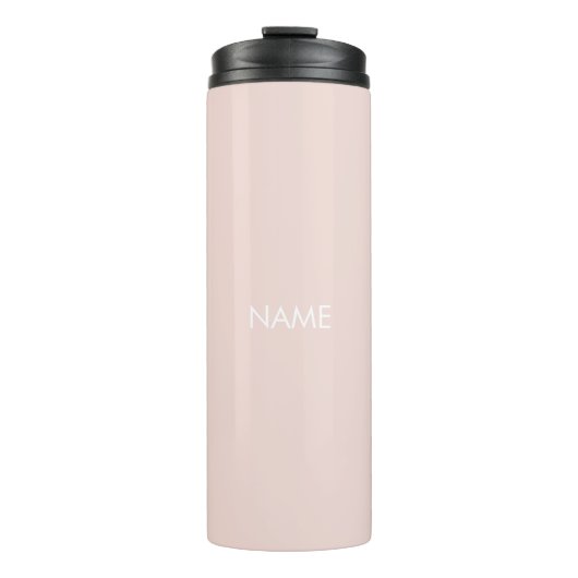 Elegant blush roze aangepaste naam text monogram thermosbeker (Voorkant)