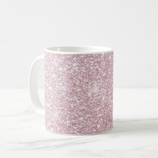 Elegant blush roze abstracte trendy girale glitter koffiemok (Voorkant links)